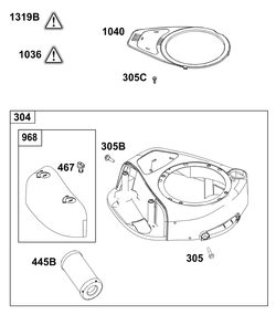 Blower Housing Group Diagram and Parts List for 31R577-0038-B5 200000 - 399999 Briggs and Stratton Engine